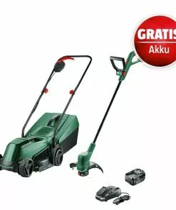 BAUHAUS Bosch Easy Akku-Rasenmäher-Set Akku-Rasenmäher 18V-32-200 + Akku-Rasentrimmer18V-26 1 Akku, 4 Ah
