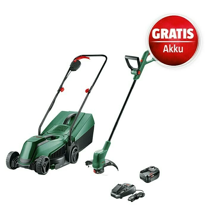 BAUHAUS Bosch Easy Akku-Rasenmäher-Set Akku-Rasenmäher 18V-32-200 + Akku-Rasentrimmer18V-26 1 Akku, 4 Ah 1 BAUHAUS Bosch Easy Akku-Rasenmäher-Set Akku-Rasenmäher 18V-32-200 + Akku-Rasentrimmer18V-26 1 Akku, 4 Ah