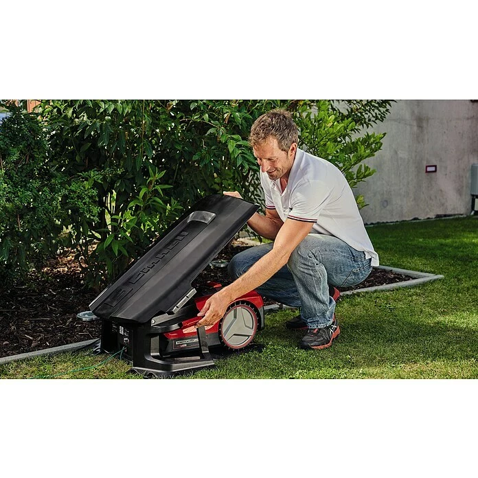 BAUHAUS Einhell Mähroboter-Garage 77,5 X 60,5 X 40,5 Cm, Schwarz, Klappbarer Deckel 2 BAUHAUS Einhell Mähroboter-Garage 77,5 X 60,5 X 40,5 Cm, Schwarz, Klappbarer Deckel – Bild 2