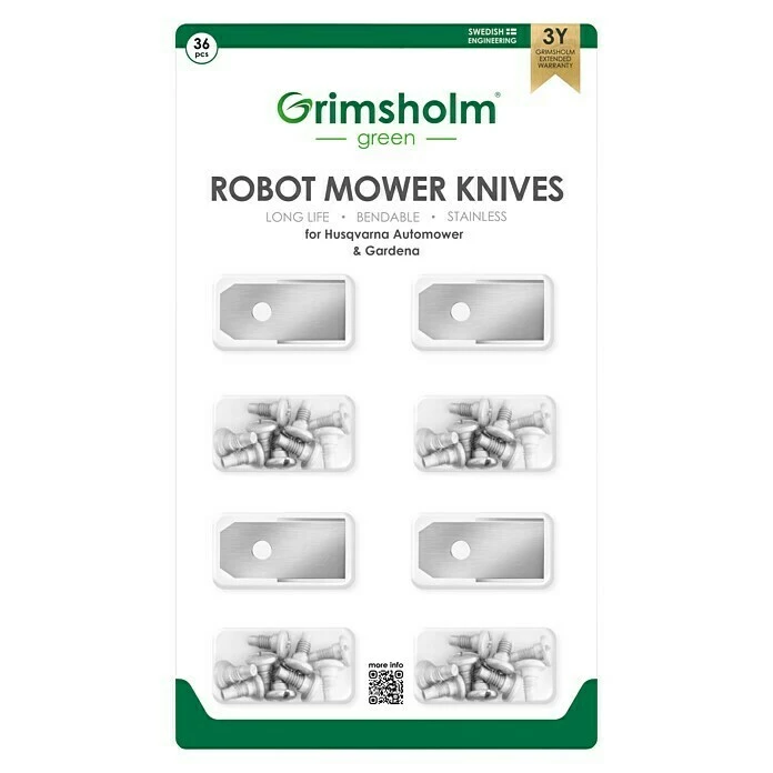 BAUHAUS Grimsholm Green Ersatzmesser 36 Stk., Passend Für: Husqvarna Automower, Gardena, McCulloch 1 BAUHAUS Grimsholm Green Ersatzmesser 36 Stk., Passend Für: Husqvarna Automower, Gardena, McCulloch