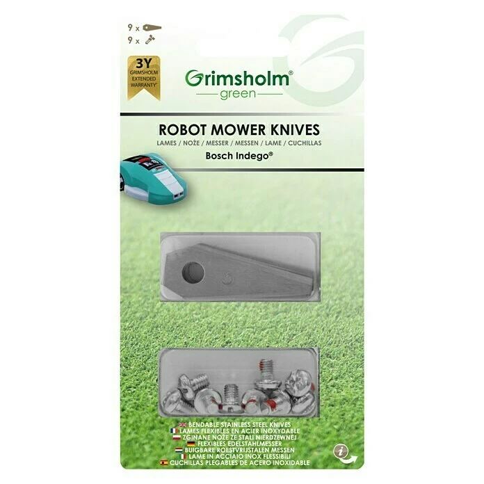 BAUHAUS Grimsholm Green Ersatzmesser 9 Stk., Passend Für: Bosch Indego 1 BAUHAUS Grimsholm Green Ersatzmesser 9 Stk., Passend Für: Bosch Indego