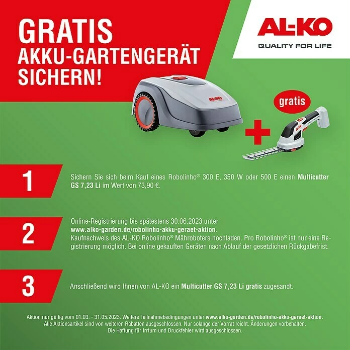 BAUHAUS AL-KO Mähroboter Robolinho 300 E 20 V, 2,5 Ah, Max. Flächenempfehlung: 300 M² 2 BAUHAUS AL-KO Mähroboter Robolinho 300 E 20 V, 2,5 Ah, Max. Flächenempfehlung: 300 M² – Bild 2