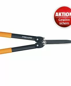BAUHAUS Fiskars PowerGear Getriebe-Heckenschere HS72 Länge: 57 Cm, Klingenbeschichtung: Antihaftbeschichtet