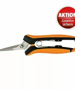 BAUHAUS Fiskars Solid Gartenschere Micro-Tip SP160 Gebogen, Länge: 17,1 Cm