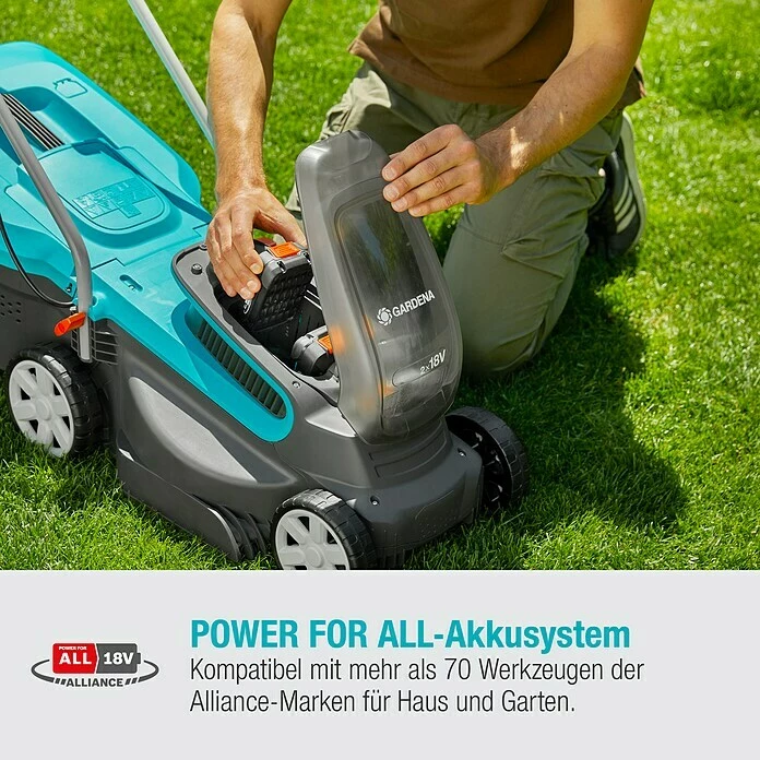 BAUHAUS Gardena Akku-Rasenmäher PowerMax 32/36V P4A 36 V, 2 Akkus, 2,5 Ah, Schnittbreite: 32 Cm 6 BAUHAUS Gardena Akku-Rasenmäher PowerMax 32/36V P4A 36 V, 2 Akkus, 2,5 Ah, Schnittbreite: 32 Cm – Bild 6