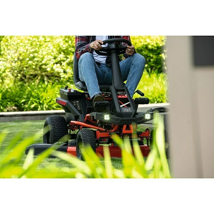 BAUHAUS Scheppach Akku-Rasentraktor MR760-E 48 V, 50 Ah, Schnittbreite: 76 Cm 3 BAUHAUS Scheppach Akku-Rasentraktor MR760-E 48 V, 50 Ah, Schnittbreite: 76 Cm – Bild 3